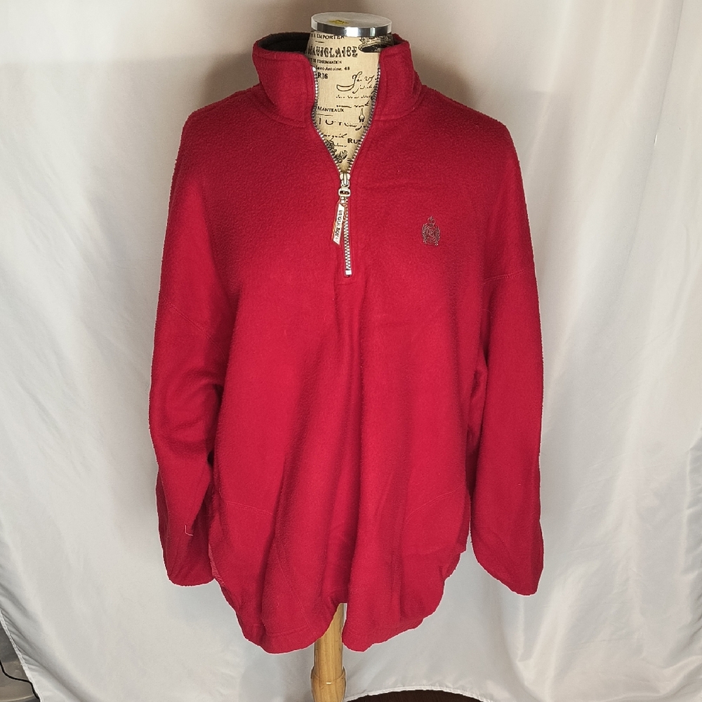 Bugle Boy Red Zip-Up Sweater – Retro Bold Knit, Classic 90s Style